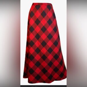 Wool Buffalo Check Maxi Skirt